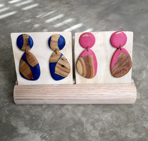 Boucles d'oreilles pendantes modernes pour femmes chrétiennes, en bois et résine texturée, design unique, pour mariage, anniversaire, fête, cadeaux d'événements de luxe, étoile - Product Image 3