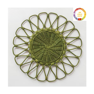 Natural Rattan Placemat 35cm | Handmade <b>Round</b> Charger Plate | Boho <b>Table</b> Decor OEM Manufacturer - Product Image 1