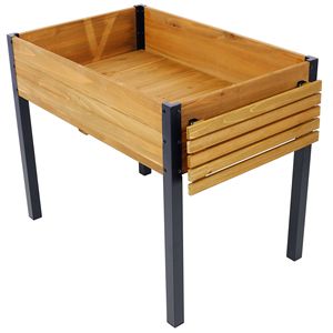 Étagère de rangement pliable avec pieds en métal, jardinières en bois, lit de culture surélevé pour la culture d'herbes fraîches, de légumes et de fleurs - Product Image 5