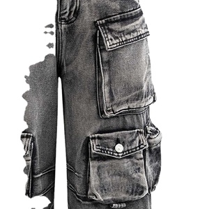 กางเกงยีนส์สไตล์ฮิปฮอปแฟชั่นใหม่สำหรับผู้ชาย สไตล์สตรีท แต่งหมุดและกระเป๋าสองช่อง - Product Image 4