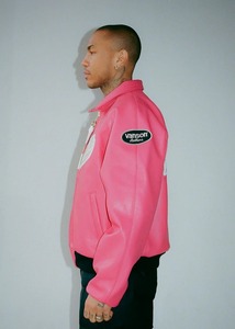FLY GEENIUS X VANSON | BOMBER <b>JACKET</b> | HARLEM-FUCHSIA | Eco-Friendly <b>Heated</b> Windproof Leather Streetwear - Product Image 2