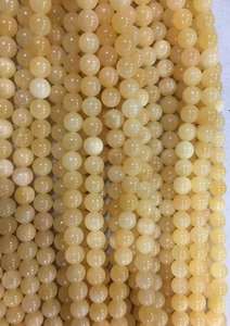 Perles de jade malaisien jaunes rondes et lisses, pierres précieuses naturelles pour la fabrication de bijoux DIY, vente en gros - Product Image 4
