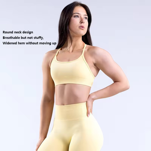 Nuevo sujetador deportivo sin costuras con tirantes finos cruzados en la espalda, ropa interior deportiva a prueba de golpes. - Product Image 5