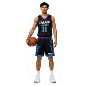 Conjunto de Uniforme de Baloncesto Personalizado de Secado Rápido, 100% Poliéster, de Alta Calidad, para Entrenamiento, Ropa de Baloncesto para Hombre - Product Image 4
