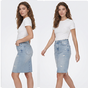 Women's High <b>Waist</b> Denim Skirt Knee-Length Solid Color Casual Style <b>Jeans</b> Skirts Ladies Button <b>Waist</b> Denim Skirts Women's - Product Image 3