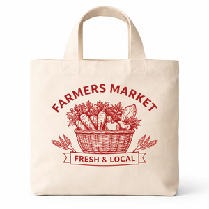 กระเป๋าผ้าแคนวาสพิมพ์ลาย AMANI Eco-Friendly 250gsm ลายตลาดนัดเกษตรกร  รับทำโลโก้ตามสั่ง กระเป๋าช้อปปิ้งนำกลับมาใช้ใหม่ได้-ขายส่ง - Product Image 1