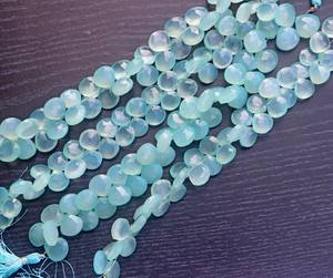 ลูกปัดหินแคลเซโดนีสีน้ำทะเลธรรมชาติทรงหัวใจเจียระไน ร้อยเป็นเส้น สำหรับทำเครื่องประดับ ขายส่ง - Product Image 5
