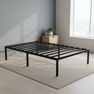 Cadre de lit plateforme simple en métal pliable moderne avec rangement pour chambre d'appartement ENKE Z-11, sommier - Product Image 4