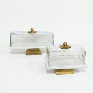 Soporte de Pastel de Mármol con Cúpula, Soportes de Pastel de Cristal de Lujo, Soporte de Pastel para Bodas, Tabla Cuadrada para Queso, Juego de Platos con Cúpula - Product Image 6
