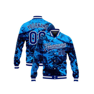 Custom <b>Men's</b> Varsity <b>Jacket</b> <b>Camo</b> Graffiti Print Sublimation Baseball Bomber Snap Button Name Number - Product Image 3