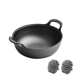 WANGYUANJI Pentola Yuanbao in Ghisa da 32 cm, Non Rivestita, Antiaderente, per Zuppe e Brodi, Adatta a Gas e Induzione, per Cottura di Porridge e Salse - Product Image 1