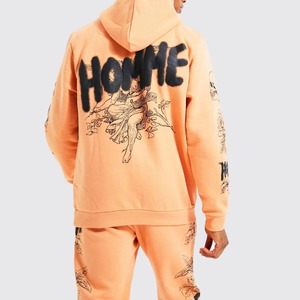High Quality Breathable Eco-Friendly Hooded Casual Unisex <b>Track</b> <b>Suits</b> 2-Piece 100% Cotton Custom Logo Bulk Sweat <b>Suit</b> Sets - Product Image 4