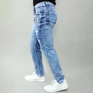 Jeans bleus stretch de qualité supérieure pour hommes, best-seller, taille mi-haute, marque Gex. - Product Image 5