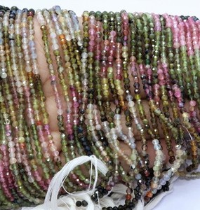 5 Strand AAA Natural Multi Tourmaline Faceted Rondelle Beads 3 MM Tourmaline Gemstone Beads 13 Inch Multi Color Faceted Rondelle - Product Image 1
