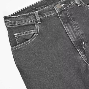 Pure Denim Light Wash Casual Solid Custom Logo Straight-leg <b>Jeans</b> <b>Men</b> with Button Wholesale - Product Image 6