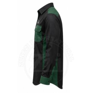 Chemise de travail à manches longues en coton pour homme, noir et vert, coupe classique, antistatique, pour atelier et usine - Product Image 3