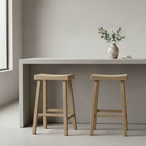 Tabouret de bar haut en bois d'hévéa massif, rond, moderne, minimaliste, mobilier de maison durable et léger - Product Image 2
