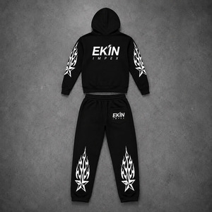 Conjunto Deportivo Personalizado con Estampado de Llamas 2026, Sudadera con Capucha y Pantalones Deportivos para Hombre, Ropa Deportiva de Felpa, OEM - Product Image 3