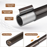 Ensemble de tringle à rideaux extensible de 25 mm (1 pouce) de style industriel, occultant, avec design enveloppant, pour rideaux à œillets