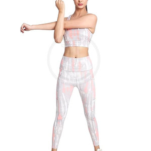 Unique Style Comfortable Women <b>Yoga</b> <b>Set</b> Best Selling Solid Elastic Waist Front Logo Breathable 2 Piece <b>Set</b> - Product Image 1