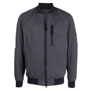 Blouson bomber coupe-vent gris foncé pour homme, col montant, fermeture éclair, décontracté, 100 % polyester, rembourré, vêtement d'extérieur pour l'automne - Product Image 4