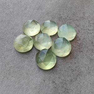 Pierre précieuse naturelle de Prehnite, taille ronde à facettes, dos plat calibré, en vrac, toutes tailles, vente en gros - Product Image 6
