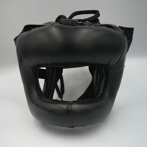 <b>Black</b> Boxing White PU Leather Boxing Head Guard 7 Air <b>Vents</b> Clear Visor Adjustable Buckle Closure Protective Sports Helmet - Product Image 5