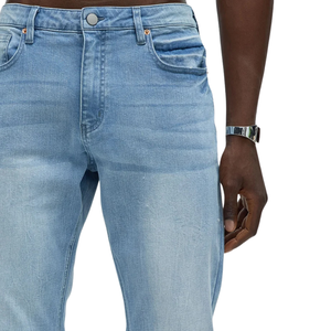 Vaqueros casuales de hombre, de peso medio, transpirables, azul claro, con efecto desgastado, corte bootcut, rotos en la rodilla, cinco bolsillos, estilo Y2K, para invierno - Product Image 3