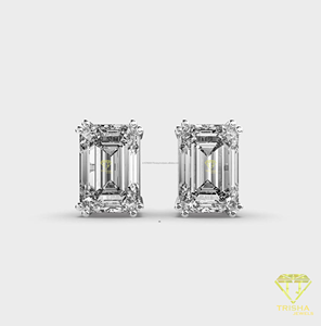 Luxury Emerald Cut Moissanite Earrings 925 <b>Silver</b> Hypoallergenic <b>Stud</b> Earrings - Product Image 5