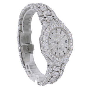 Montre à quartz pour homme en acier inoxydable, style hip-hop, avec diamants Moissanite VVS, bracelet de 20 mm et cadran en verre - Product Image 3