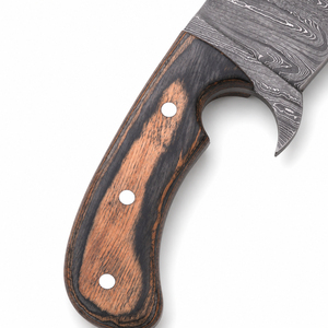 Cuchillo de Cocina Multifuncional Burraq de Acero de Damasco, Hoja Recta con Punta Caída, Mango de Madera, Grosor de 0.5mm, 12 Pulgadas, Hoja de Chef OEM - Product Image 5