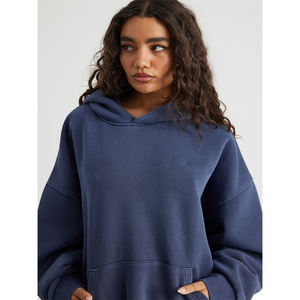 Sweat-shirt à capuche vierge pour femme, coupe oversize, épais, décontracté, style streetwear, personnalisable, grammage lourd, épaules tombantes - Product Image 3