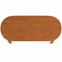 Table à manger ronde moderne en teck massif avec rebord encastré à trois niveaux et pieds coniques, capacité de 10 personnes