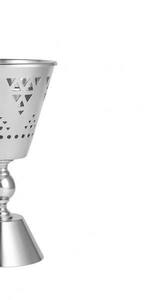 Encensoir en métal orné de luxe, argenté et à motif bois, avec base sur piédestal et design ajouré complexe, pour Bakhoor, vente en gros - Product Image 4