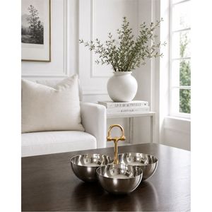 Juego de Tazones Triples de Acero Inoxidable al por Mayor con Asa, Elegante Contenedor para Dulces y Chocolates, Vajilla Premium para Hostelería - Product Image 1
