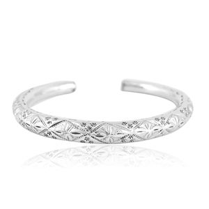 Classic Textured Sterling <b>Silver</b> Open <b>Cuff</b> Charm <b>Bracelet</b> by <b>Silver</b> Mountain for Unisex Women's - Product Image 2