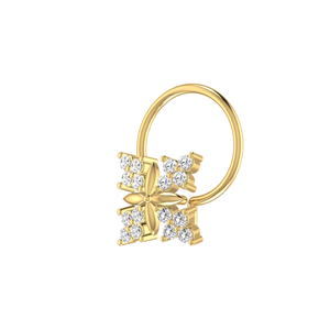 Piercing de nez ethnique en or 14K avec diamant taille brillant éblouissant de 0,08 carat, clarté VS-SI, bijou fin pour le piercing - Product Image 4