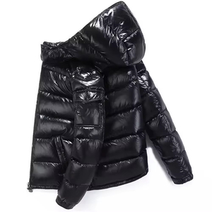 Chaqueta de Invierno Acolchada Negra con Capucha, Personalizada OEM, Resistente al Viento e Impermeable, con Cierre de Cremallera, Largo Casual, Unisex - Product Image 6