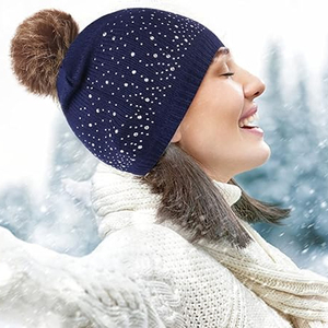 OEM Black Rhinestone Beanie Hat Rib Knit <b>Winter</b> <b>Cap</b> Women Men Soft Warm Stretch Streetwear Custom Logo Hat - Product Image 5