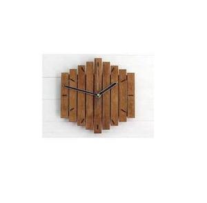 Horloge murale en bois hexagonale pour cadeau, décoration intérieure, artisanale, lisse, polie, design élégant, pour restaurant, hôtel - Product Image 1