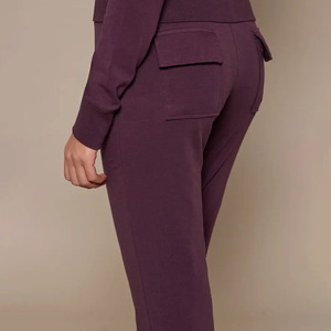 Nouvel Arrivage 2026 Ensemble Survêtement Court Décontracté pour Femme, Bordeaux, à Capuche, Manches Longues, 100% Coton Respirant, avec Pantalon Évasé et Sweat à Capuche - Product Image 4
