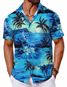 เสื้อชายหาดหรูหราสำหรับผู้ชาย สไตล์ฮาวาย ฤดูร้อน ลำลอง พิมพ์ลาย โพลีเอสเตอร์ ระบายอากาศได้ดี แขนสั้น ติดกระดุม ไซส์ใหญ่ ปกคอพับได้ - Product Image 1