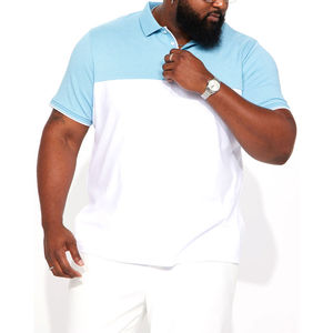 Polo de Dos Tonos para Hombre, Azul Cielo y Blanco, Mezcla de Algodón, Manga Corta, Casual, Transpirable, Cómodo, con Logotipo Personalizado - Product Image 1