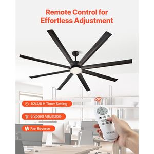 Ventilatore da soffitto moderno da 84 pollici a basso profilo, 6 velocità, telecomando, dimmerabile, 3 temperature colore, motore DC reversibile, luce, 6 velocità - Product Image 6