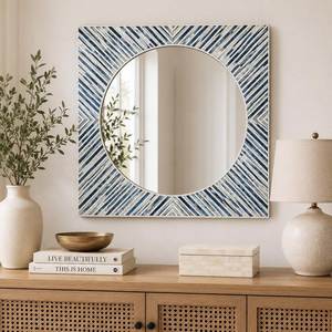 Affordable Price Bone Inlay Round Shape <b>Mirror</b> Frame Brass Striped Pattern Bone Inlay Round Shape <b>Mirror</b> Frame <b>Wall</b> Decor Frame - Product Image 4
