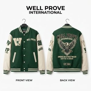 Mens <b>Black</b> Gold Varsity <b>Jacket</b> <b>Wool</b> Body Breathable Winter Custom Front/Back Logo 700GSM - Product Image 4