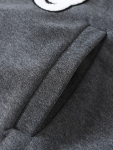 Chaqueta Bomber para Hombre, Color Gris Oscuro, con Apliques de Esqueleto, Corte Regular, con Capucha, Forro Polar, 100% Algodón, Informal, Otoñal, Transpirable, de Secado Rápido, con Botones - Product Image 5