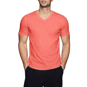 T-shirt pour homme à col en V respirant de haute qualité 100% coton couleur unie - Design écologique anti-rides confortable à prix abordable - Product Image 1
