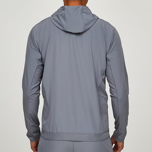 <b>Men's</b> 100% Polyester Windbreaker <b>Jacket</b> Patchwork Design Front Logo Running Sports Zipper Closure Hooded Collar Waterproof - Product Image 2