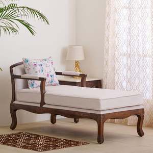 Chaise longue traditionnelle en acajou avec revêtement en tissu et pieds cabriole pour le mobilier de salon - Product Image 3